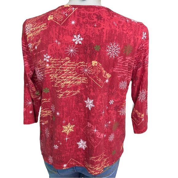 Holiday Essentials Red Christmas Shirt Plus Size 1X - Picture 8 of 12